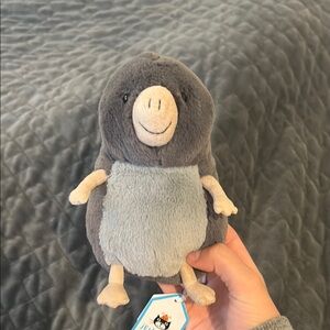 Jellycat Gray and Cream Cute Mole Stuffed Animal